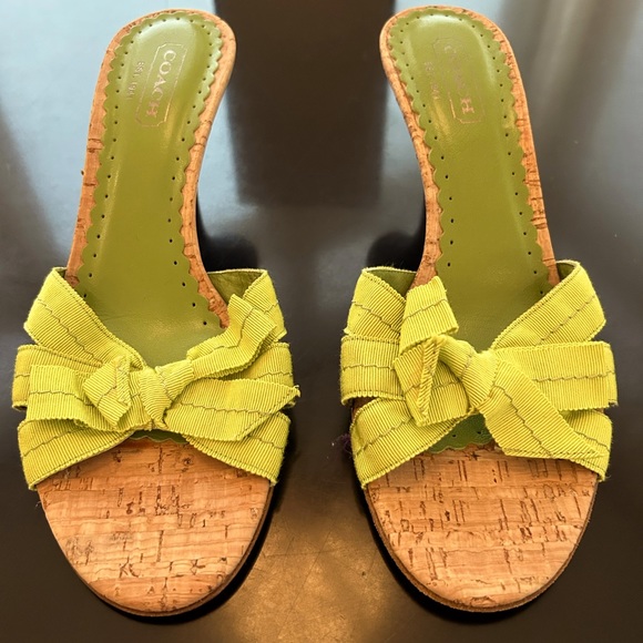 Coach and Four Shoes Coach Green Denim Bow Never Been Worn